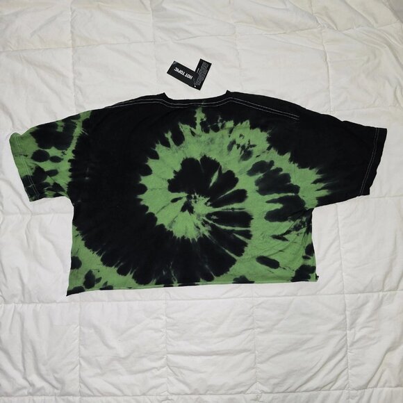 Invader Zim GIR Pig Tie-Dye Crop T-Shirt Sz L Black And Green - Picture 2 of 8